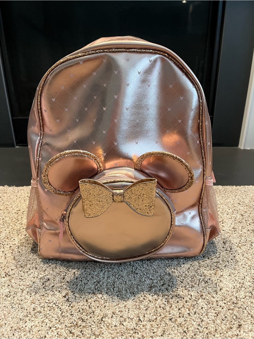 Disney Store Minnie Mouse Metallic Rose Gold Character Backpack